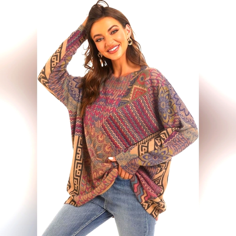 Women Graphic Oversized Knit Top